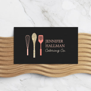 Glitter Spoon Whisk Spatula Logo Dark Grey Business Card