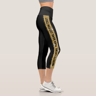 Glitter Sport Stripe Custom Text Legging Capris