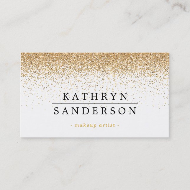 GLITTER sprinkle stylish glamourous gold black Business Card (Front)