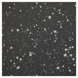 Glitter Stars2 - Silver Black Fabric