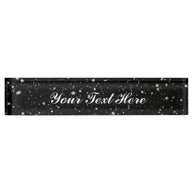 Glitter Stars2 - Silver Black Nameplate (Front)