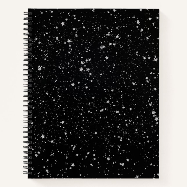 Glitter Stars2 - Silver Black Notebook (Front)