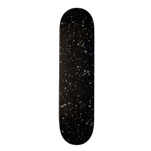 Glitter Stars2 - Silver Black Skateboard