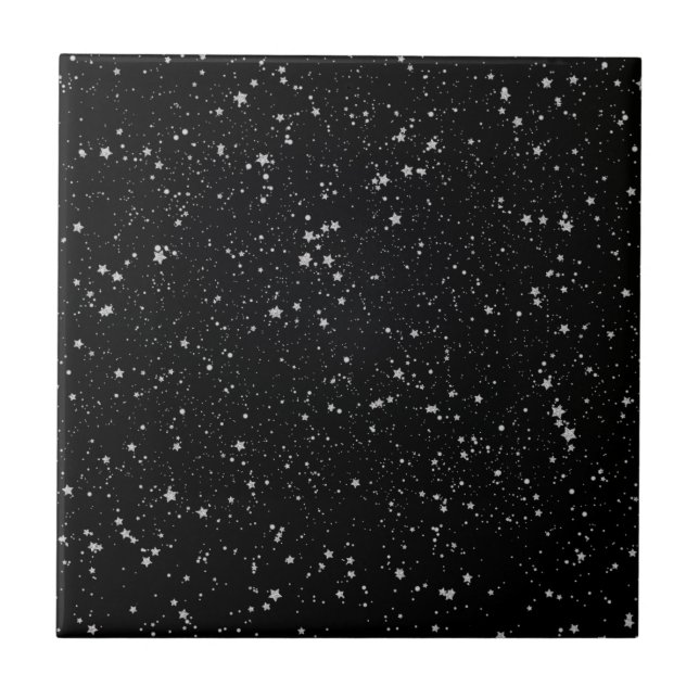 Glitter Stars2 - Silver Black Tile (Front)