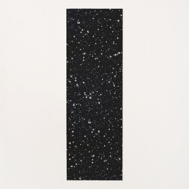Glitter Stars2 - Silver Black Yoga Mat (Front)