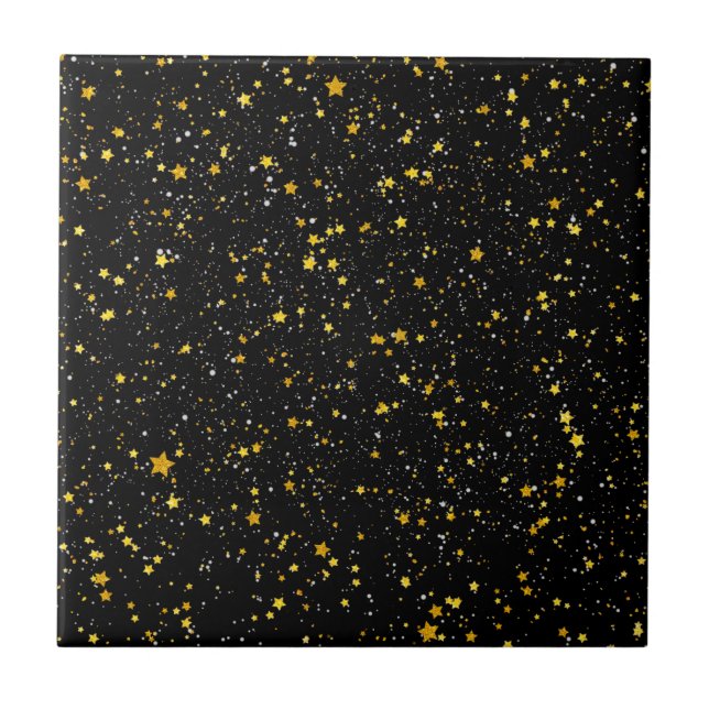 Glitter Stars3 - Gold Black Tile (Front)