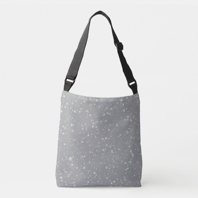 Glitter Stars4 - Silver Crossbody Bag (Front)