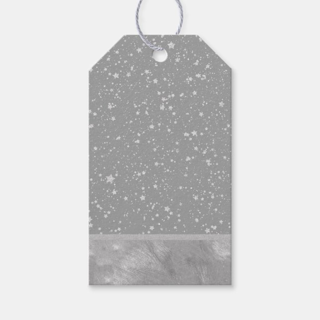 Glitter Stars4 - Silver Gift Tags (Front)