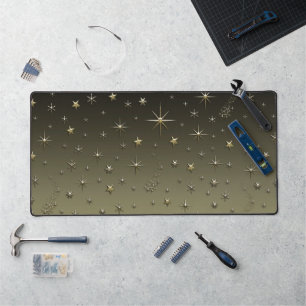 Glitter Stars and snowflakes, starry night sky Desk Mat