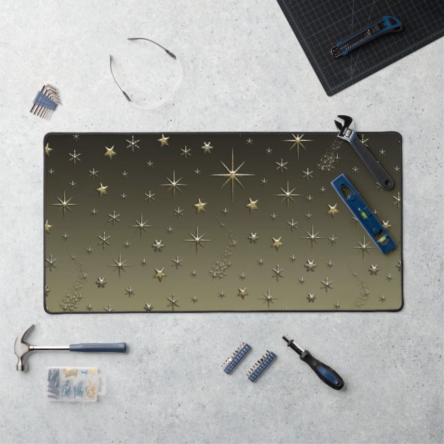 Glitter Stars and snowflakes, starry night sky Desk Mat (Workstation)