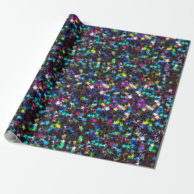 glitter stars on black wrapping paper (Unrolled)