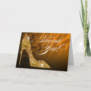 Glitter Stiletto Zebra Thank You   gold Card