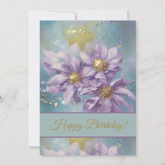 Glitter Storm Fantasy Flowers Holiday Card