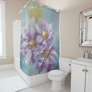 Glitter Storm Fantasy Flowers Shower Curtain