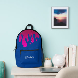 Glitter Strawberry Dripping Slime Cute Kids Design Printed Backpack