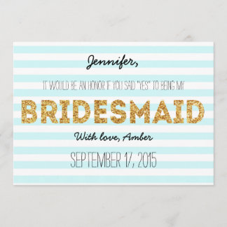 Glitter Stripes Will You Be My Bridesmaid Invite