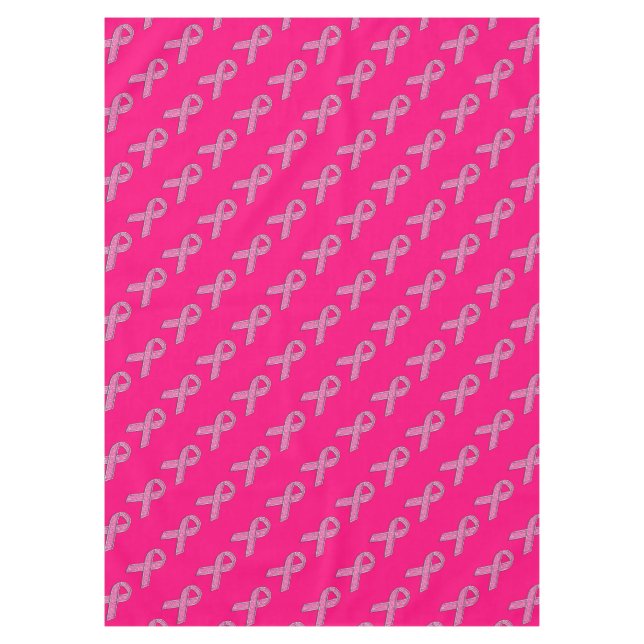 Glitter Style Pink Ribbon Awareness Fuchsia Tablecloth (Front)