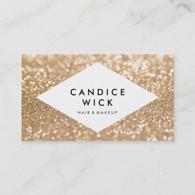 Glitter Stylish Business Cards in soft gold (Front)
