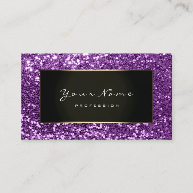 Glitter Stylist Fashion Blogger Violet Framed Business Card (Front)