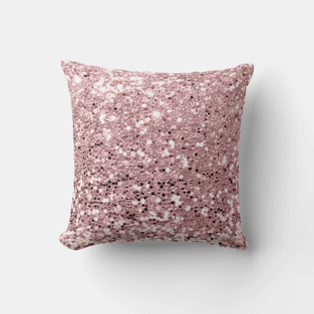 Glitter Stylist Fashion Sequin Blush Pink Rose Cushion (Front)