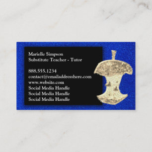 Glitter Substitute Preschool Teacher Professor Business Card