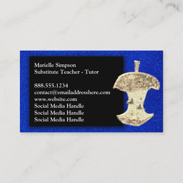 Glitter Substitute Preschool Teacher Professor     Business Card (Back)