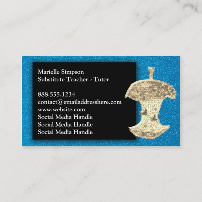 Glitter Substitute Preschool Teacher Professor     Business Card (Back)