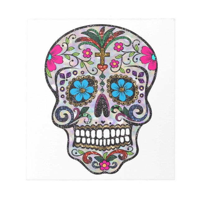 glitter Sugar Skull Notepad (Front)