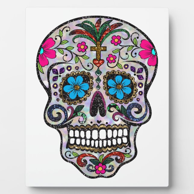 glitter Sugar Skull Plaque (Front)