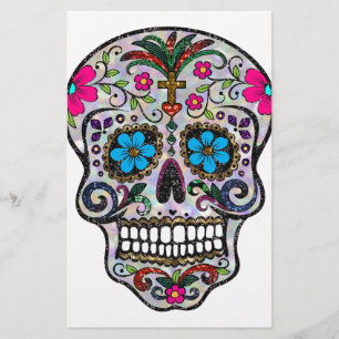 glitter Sugar Skull Stationery