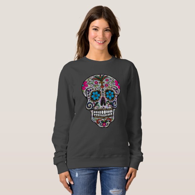 glitter Sugar Skull womens sweatshirt (Front Full)