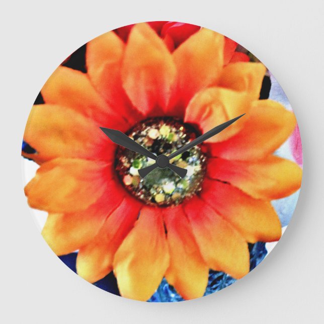 Glitter Sunflower Large Clock (Front)