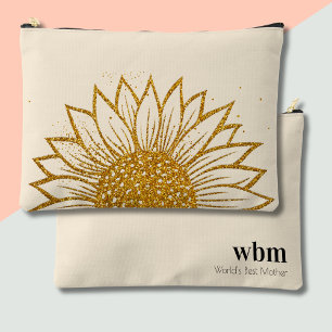 Glitter Sunflower Mother's Day Monogrammed Accessory Pouch