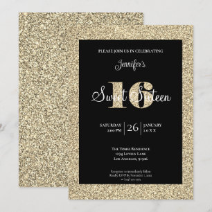 Glitter Sweet 16 Birthday Invitation
