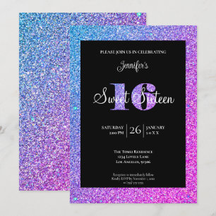 Glitter Sweet 16 Birthday Invitation