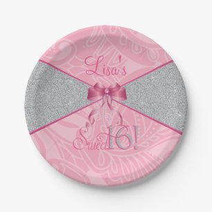 Glitter, Sweet Sixteen 7 Inch Paper Plate