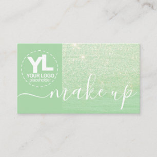 Glitter Teal Green Glam Bling Logo Template Luxury Business Card