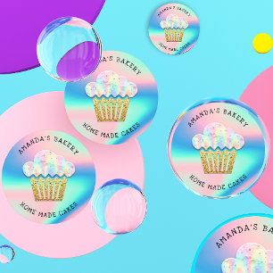 Glitter Thank Logo Holograph Metal Pink Pastel Classic Round Sticker