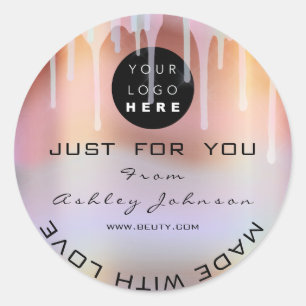 Glitter Thank Logo Holograph Metallic Copper Classic Round Sticker