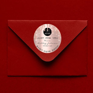 Glitter Thank Logo Rose Gold Made With Love Lux Classic Round Sticker