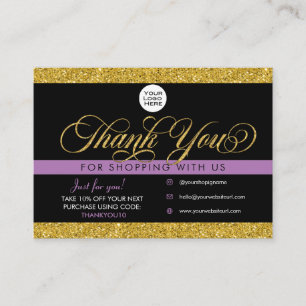 Glitter Thank You Customer Package Insert Card