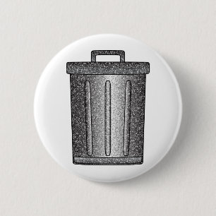 Glitter Trash Can 6 Cm Round Badge