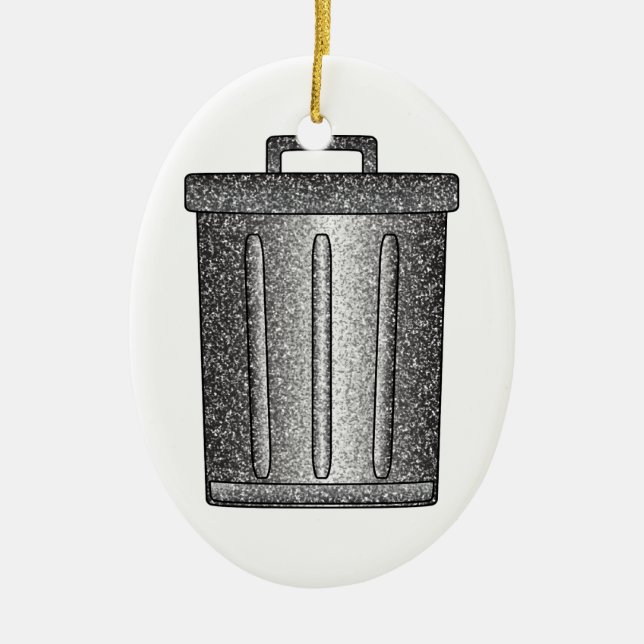 Glitter Trash Can Ceramic Tree Decoration (Front)