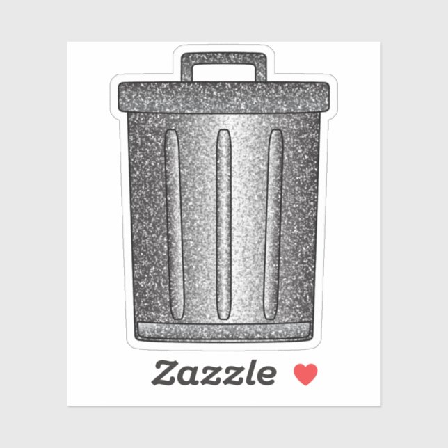 Glitter Trash Can Custom-Cut Vinyl Stickers (Sheet)