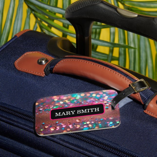 Glitter Trendy Opal Holographic Collection Luggage Tag (Front Insitu 3)