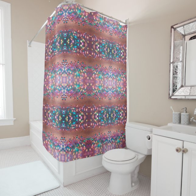Glitter Trendy Opal Holographic Collection Shower Curtain (In Situ)