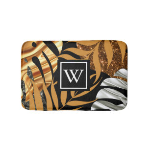 Glitter Tropical Floral Bath Mat