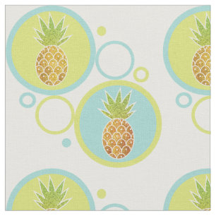 Glitter Tropical Pineapple with 60s Circle Pattern Fabric