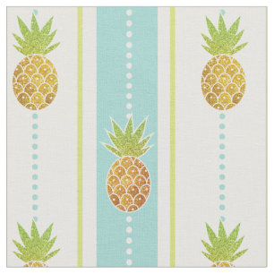 Glitter Tropical Pineapple with Stripes and Dotted Fabric