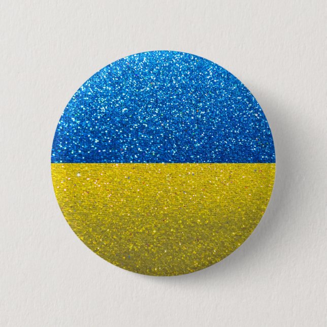 Glitter Ukrainian Flag of Ukraine Fashion Stylish  6 Cm Round Badge (Front)